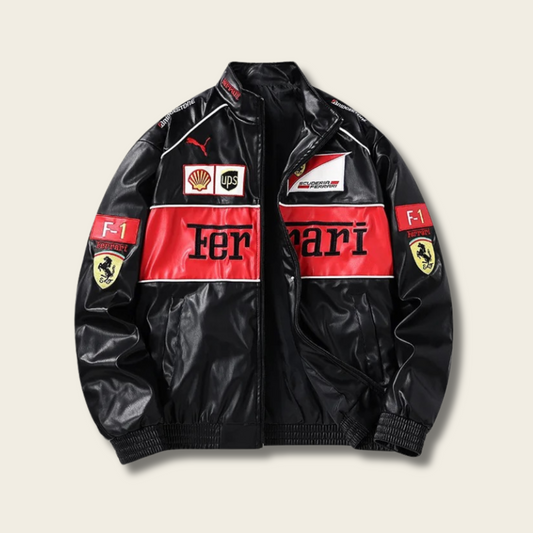 Black leather Ferrari
